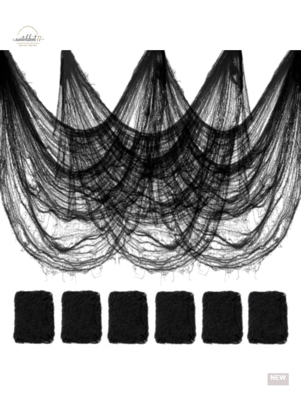 6 Pack Halloween Creepy Cloth Decorations Spooky Black Cheesecloth 30x72 Inch